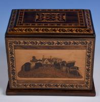 Tunbridge Ware cabinet with view of St Helena's Cottage