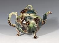 18th Century Staffordshire Whieldon-type Creamware Teapot and Cover