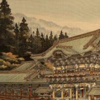 Japanese Yuzen-Birodo cut velvet of the Tosho-gu shrine, Meiji Period