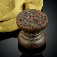 17th Century Rare Double Sided Cedarwood Hand Held Stamp