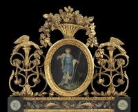 antique Coulborn pair of Neo-classical giltwood and tole-decorated mirrors