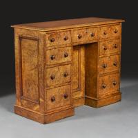 A Late 19th Century Burr Oak Kneehole Desk