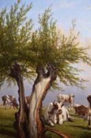 Landscape oil painting of cattle by Thomas Baker of Leamington