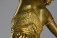 French Art Nouveau gilt bronze figure of a dancing maiden by Charlotte Monginot