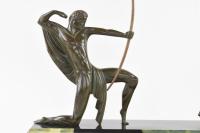 French Art Deco bronze figure of a Hunter and Stag Michel Decoux