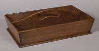 S/5459 Antique Treen Late Victorian Two Division Oak Cutlery Tray
