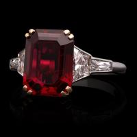 Hancocks 3.39ct Step-Cut Burmese Spinel Ring With Diamond Shoulders Contemporary