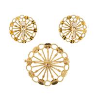 Brooch & Earrings 1960’s Golden Wheel Design