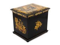 Regency Japanned Chinoiserie Sewing Cabinet