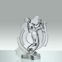 Mid 20th Century Clear Glass Sculpture "Jazz Musician with Saxophone" by Sèvres 