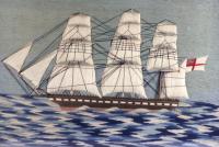 Sailor's Woolwork of Royal Navy on Checkerboard Sea