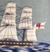 Sailor's Woolwork of Royal Navy on Checkerboard Sea
