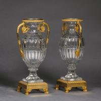 Charles X Gilt-Bronze Mounted Cut Crystal Glass Vases