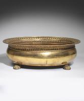 Nineteenth Century brass oval wine cooler or jardiniere