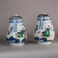 Pair of Vases, Shunzhi, depicting a Chongyang scene