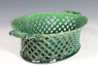 English Pottery Greenware Openwork Basket