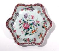 Chinese Export Porcelain Famille Rose Botanical Teapot Stand, Circa 1775