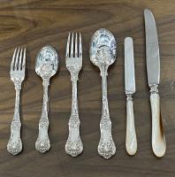 Queens pattern silver and mother of pearl Savory and Francois 
