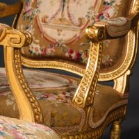 Louis XVI Style Giltwood and Tapestry Fauteuils