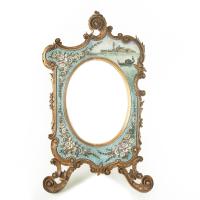 A delicate walnut easel dressing table mirror
