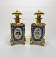 Pair Jacob Petit porcelain scent bottles, Paris, circa 1840