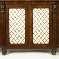 Regency rosewood breakfront four door side cabinet
