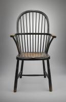 A Horseshoe Arm Bow Back Windsor Armchair  With Bentwood Armrest Supports and "H" Stretcher Ash Elm and Beech with Traces of Historic Paint English, c.1880