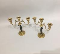 A  SMALL PAIR OF FRENCH EMPIRE FIGURAL BRONZE & ORMOLU CANDLEABRA