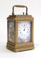 Alfred Baveux miniature panelled carriage clock