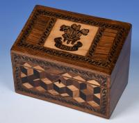 Tunbridge Ware Stationery Box with Prince of Wales Feathers