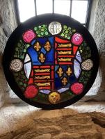 Rare Elizabethan Stained Glass Circular Window Panel