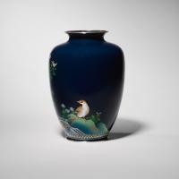 Japanese cloisonné enamel vase with pheasants signed Ando Jubei, Taisho Period