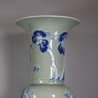 flaring celadon rim with blue and white decoration