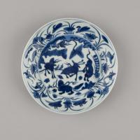 Chinese imperial porcelain blue and white small saucer dish