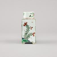 Chinese porcelain famille verte rectangular tea caddy