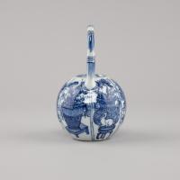 Chinese porcelain blue and white ball form fluted teapot and cover