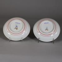 Reverse of pair of Meissen plates