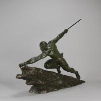 Early 20th Century Iconic Bronze Sculpture entitled "Athlete with Spear" by Pierre le Faguays