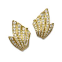Van Cleef & Arpels Pair of 18ct Gold And Diamond Fan Earrings Circa 1990s