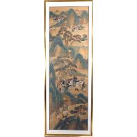 Chinese Large Ink Paintings on Silk with Huntsmen, Mid-19th Century