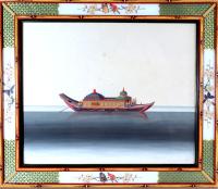 Chinese Large Watercolours on Paper of Junks and Sampans