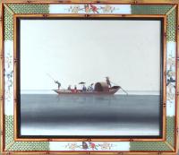 Chinese Large Watercolours on Paper of Junks and Sampans