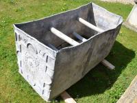 A large 17th century lead cistern dated 1677 from the reign of James II