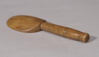 S/5574 Antique Treen 19th Century Sycamore Butter Scoop