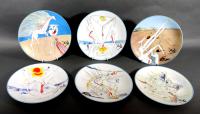 Six Limoges Transfer-Printed Porcelain Cabinet Plates Designed by Salvador Dali- ''Le Conquete du Cosmos '' 