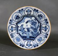 Dutch Delft Underglaze Blue & White Chinoiserie Dragonfly Plates,  De Klaauw Factory