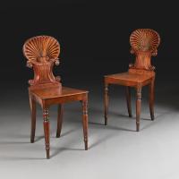 A Pair of Early 19th Century Scallop Hall Chairs