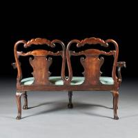 Late 19th Century Walnut Twin Chair Back Sofa After a George II Design