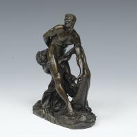 19th Century Bronze Figure of Milo of Croton after Pierre Puget