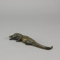 Early 20th Century Cold-Painted Austrian Bronze entitled "Suprise Crocodile" by Franz Bergman